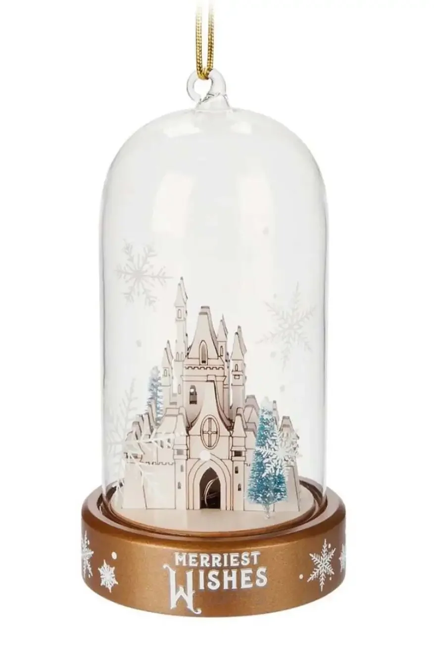 Disney Parks 2020 Merriest Wishes Light-Up Cinderella Castle Glass Dome Ornament